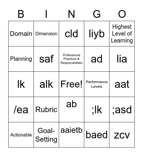 TTESS Bingo Card