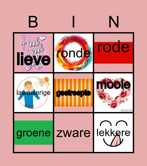 Het bijvoeglijk naamwoord Bingo Card