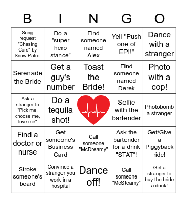 Lilly's Bachelorette Party! Bingo Card