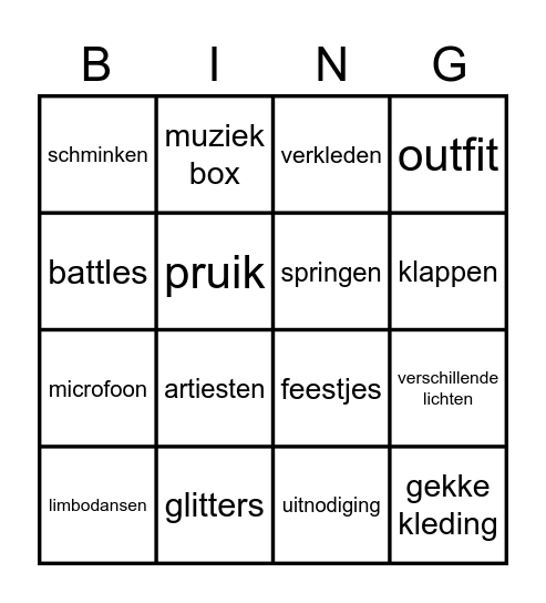 Disco Bingo Card