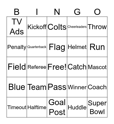 TOS TEAM BINGO - FOOTBALL Bingo Card