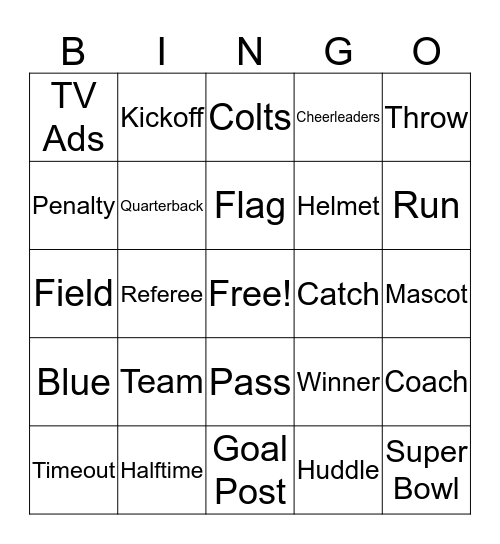 TOS TEAM BINGO - FOOTBALL Bingo Card