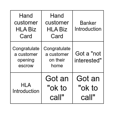Home Lending Bingo Card