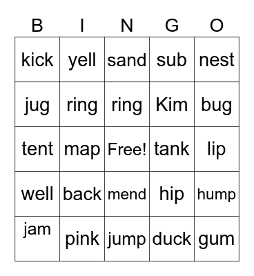 phonics-2-U1~U-4 Bingo Card
