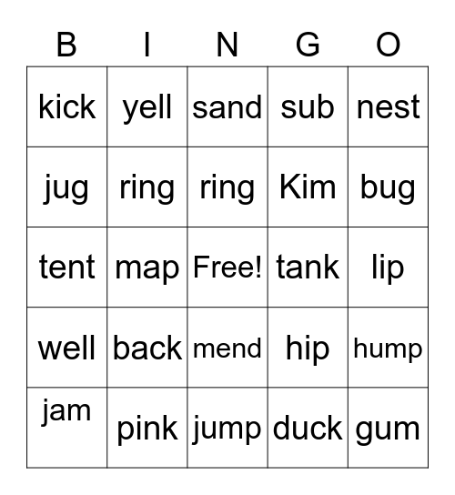 phonics-2-U1~U-4 Bingo Card