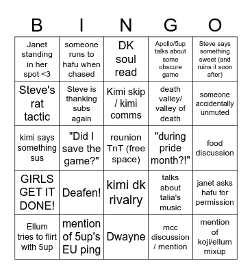 morning lobby Bingo Card