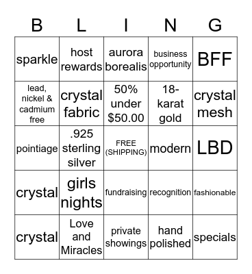 BLING-O Bingo Card