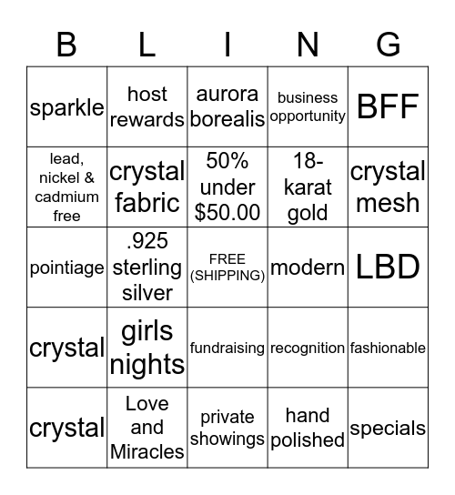 BLING-O Bingo Card