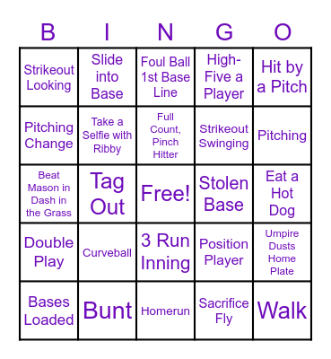 Swamp Bats Baseball Bingo Card