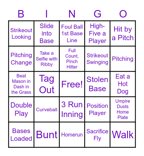 Swamp Bats Baseball Bingo Card