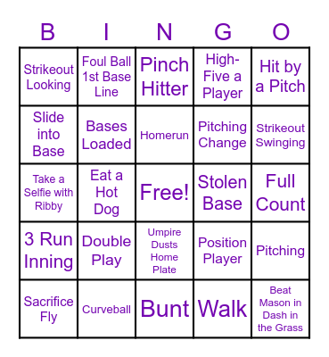 Swamp Bats Baseball Bingo Card