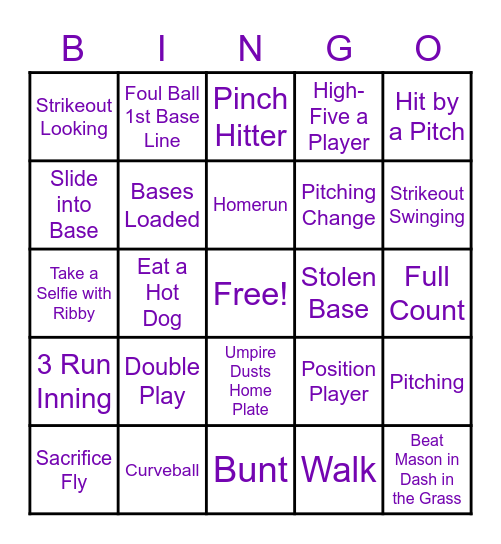 Swamp Bats Baseball Bingo Card