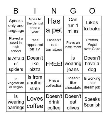 Ice-Breaker Bingo Card