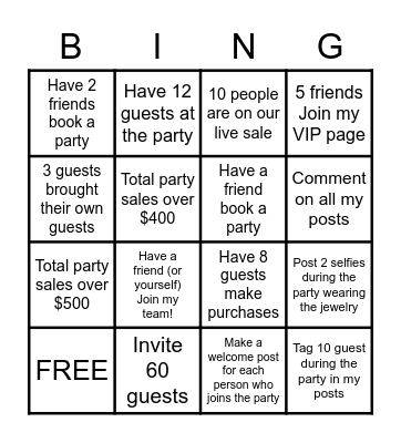 Hostess Bingo Card