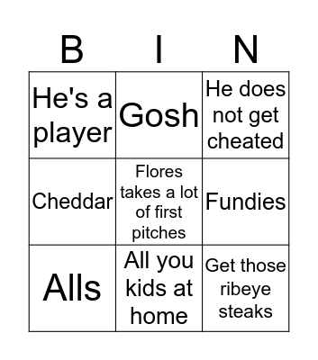 Keith Hernandez Sayings Bingo Card