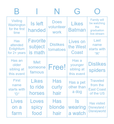 Enlightium Bingo: Find someone who… Bingo Card