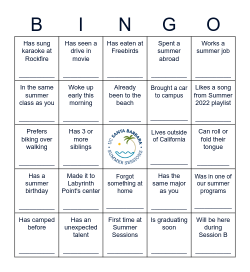 Find Someone Who...(Summer Sessions Edition!) Bingo Card