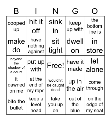 Comprehensive Bingo Card