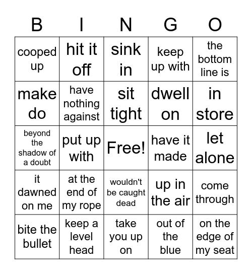 Comprehensive Bingo Card