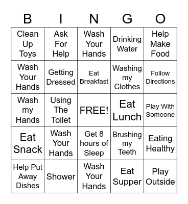 Daily Living Skills Bingo Card