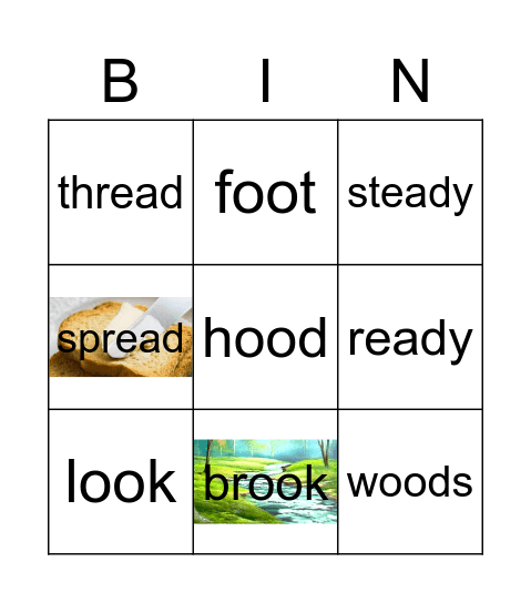 Short "oo" and "ea" words Bingo Card