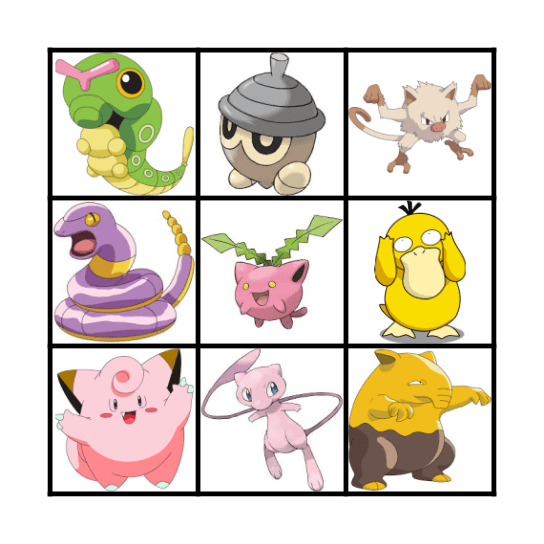 Pokemon Bingo Card