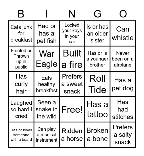 National Bingo Day Bingo Card