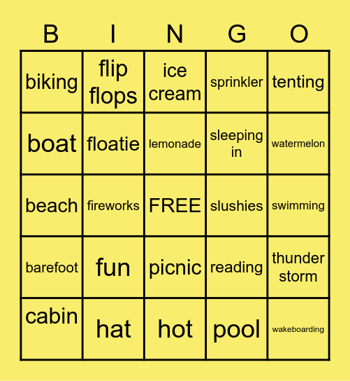 SUMMER BINGO Card