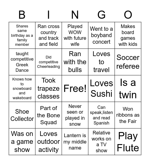 People Bingo Card