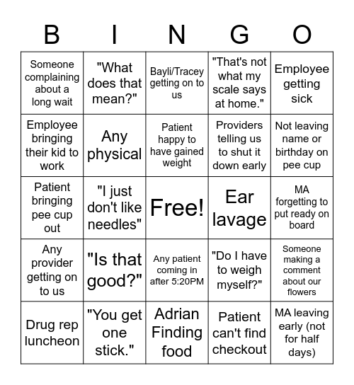 Karas Bingo Card