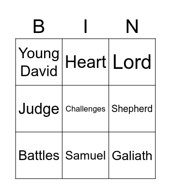 1 Samuel 8-10; 13; 15-18 Bingo Card