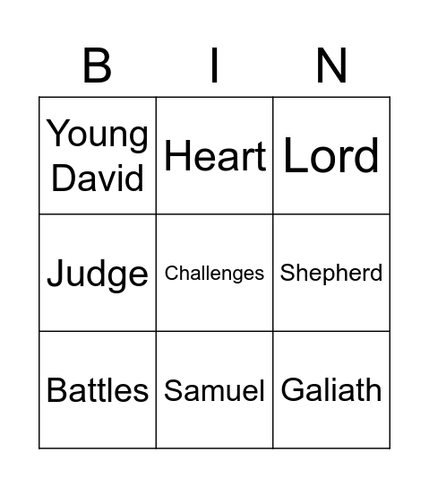 1 Samuel 8-10; 13; 15-18 Bingo Card