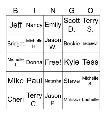 Who Am I? Bingo Card