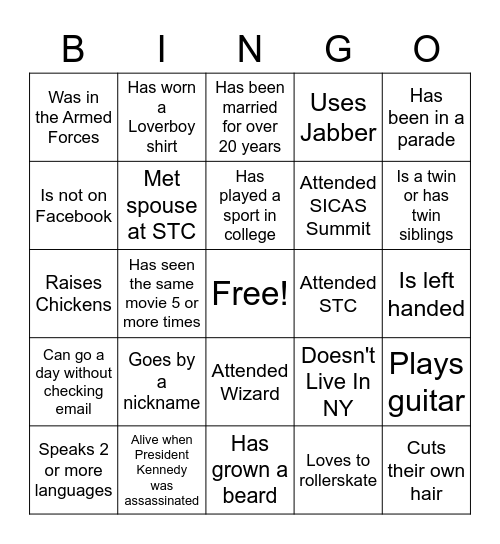 ITS Bingo Card