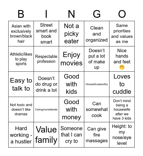 Where’s My S/O Bingo Card