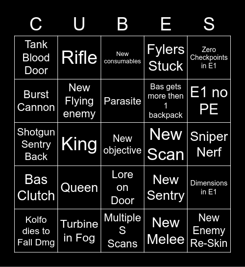 Gtfo R7 Bingo Card