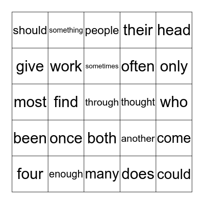 Irregular Sight Word Bingo Card