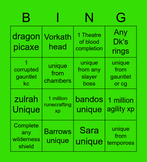 Guthix Bingo! Bingo Card