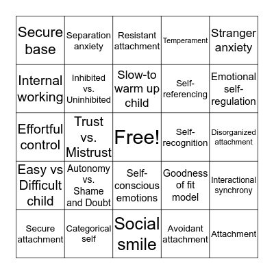 Emotional-Social Development BINGO  Bingo Card