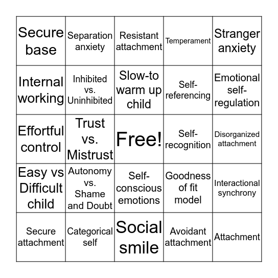 Emotional-Social Development BINGO  Bingo Card