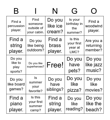 Get to Know You Bingo Card
