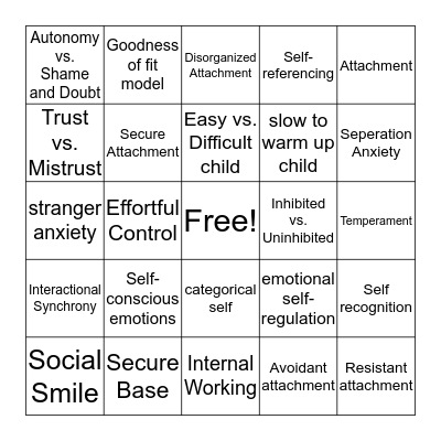 Emotional-Social Development BINGO Card