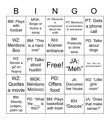 PM BINGO: KARINA Bingo Card