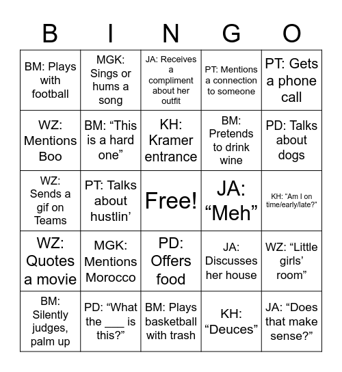 PM BINGO: KARINA Bingo Card