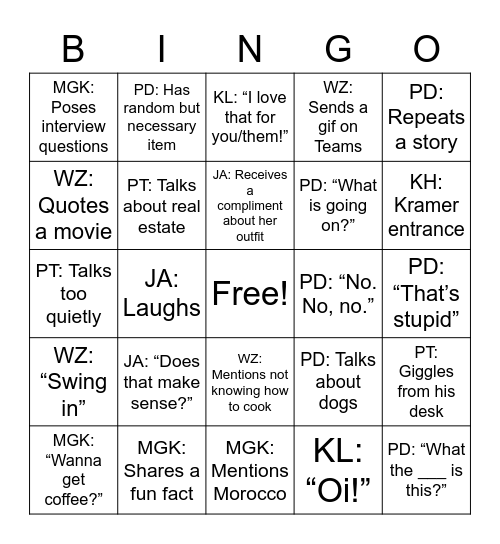 PM BINGO: BRENTON Bingo Card