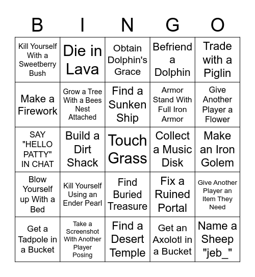 Minecraft Bingo Card