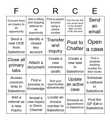Salesforce  Bingo Card