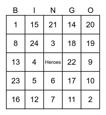 KIDS CHurch Bingo Card