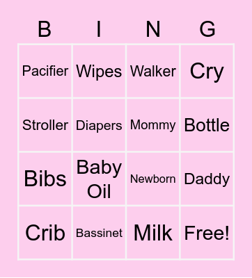 Baby Bingo Card