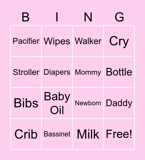 Baby Bingo Card